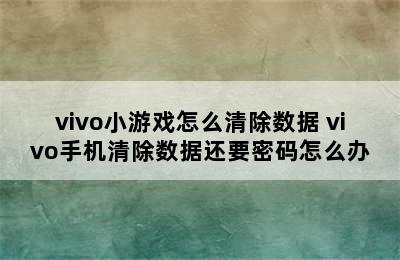 vivo小游戏怎么清除数据 vivo手机清除数据还要密码怎么办